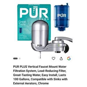 PUR PLUS Chrome Water Filtration System, Easy Install, Lasts 100 Gallons